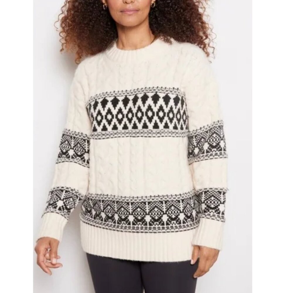 NWT Line And Dot Women's Ivory Thick Knit Montana Pullover Sweater Size Small